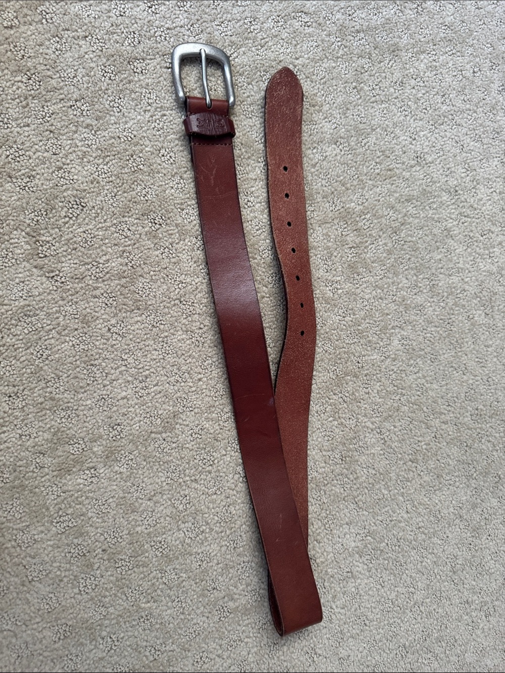 Classic Men's Levi’s Brown Leather Belt with Silver Buckle